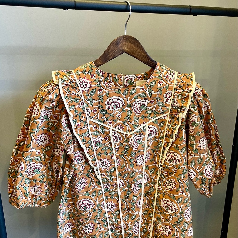 Sezane Angeline Blouse ochre flowers